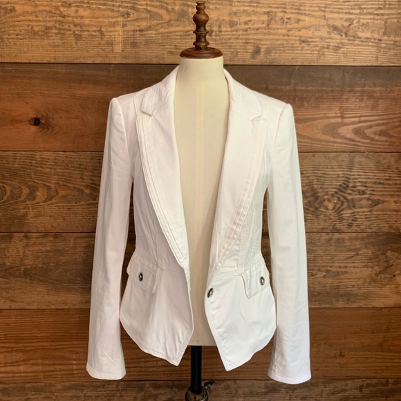 White House Black Market Jackets & Blazers - White House Black Market White Cotton Blazer